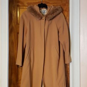 VINTAGE Marvin Richards Wool Coat Fur Trimmed Hood
